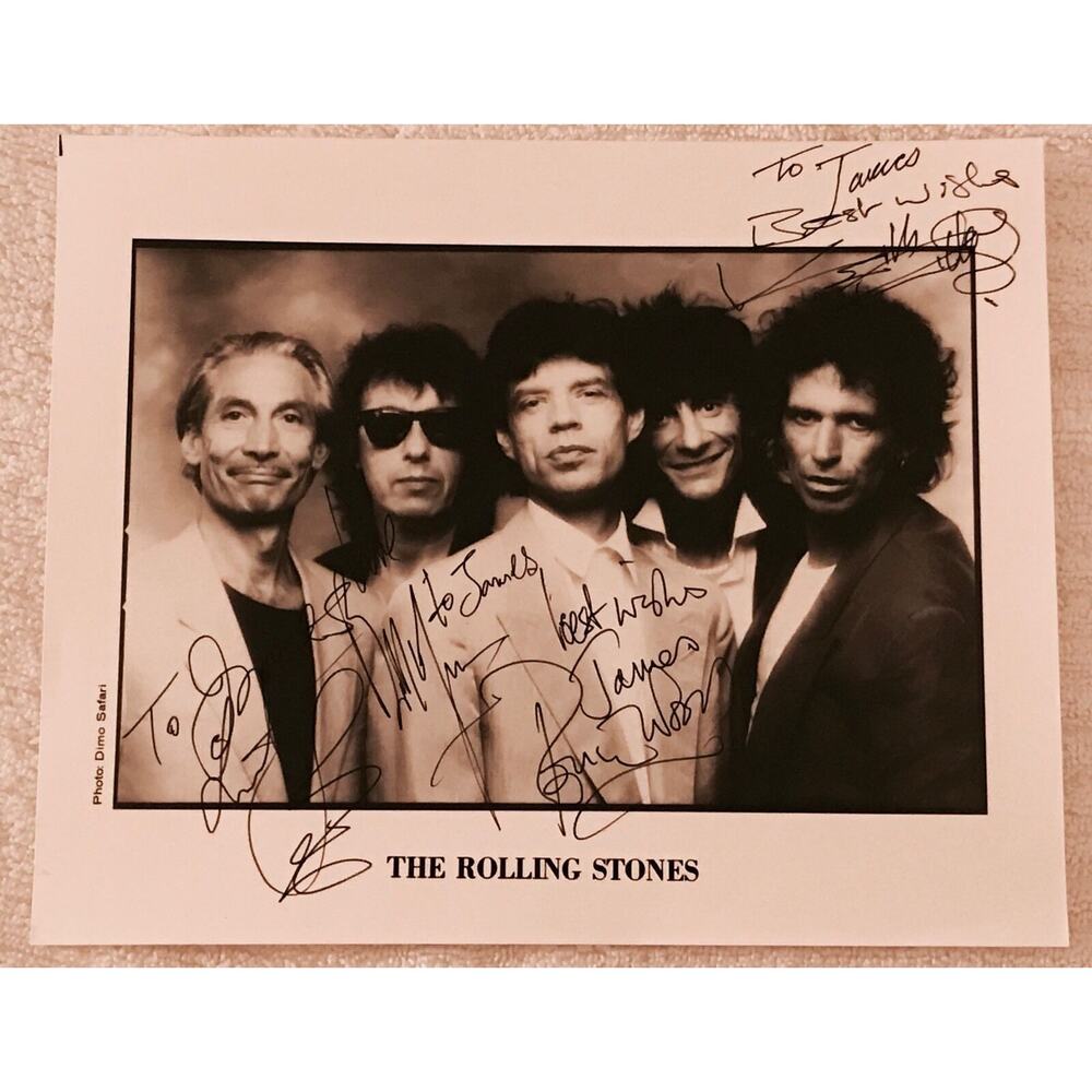 ROLLING STONES Photograph DIMO SAFARI B&W Promo Press Photo SIGNED AUTOGRAPHED